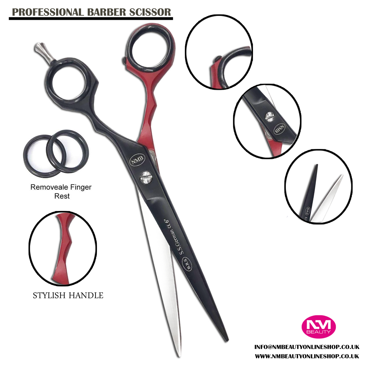 NMB Hair Cutting Scissors 6 inch Jaguar Red,black