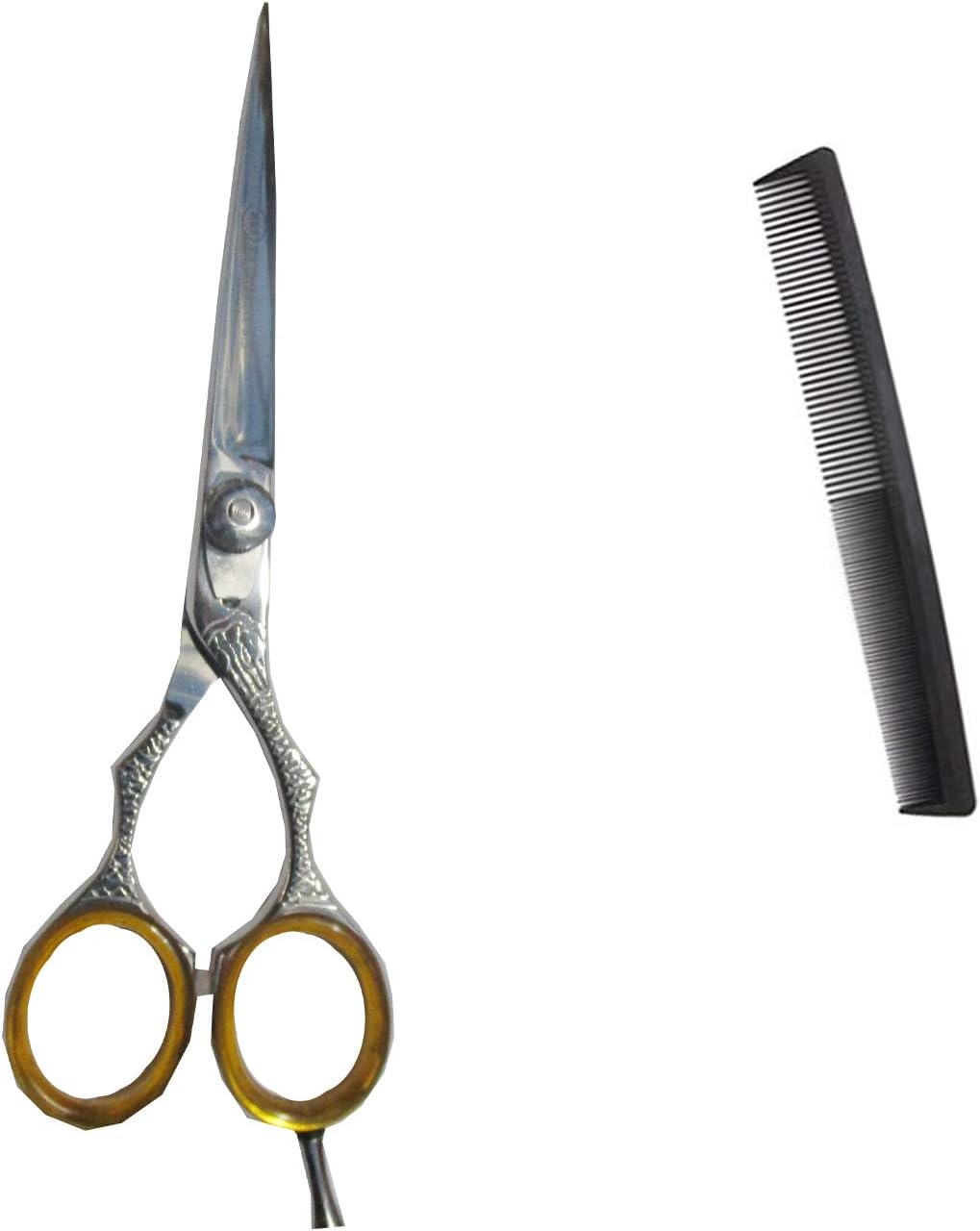 NMB Hair Cutting Scissors 7 Inch Orange Barber Hair Shears for Hairdressing Cutting Texturizing & Styling - Stainless Steel With Cutting Comb