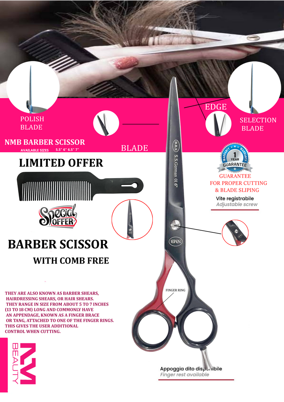 NMB Hair Cutting Scissors 6 inch Jaguar Red,black