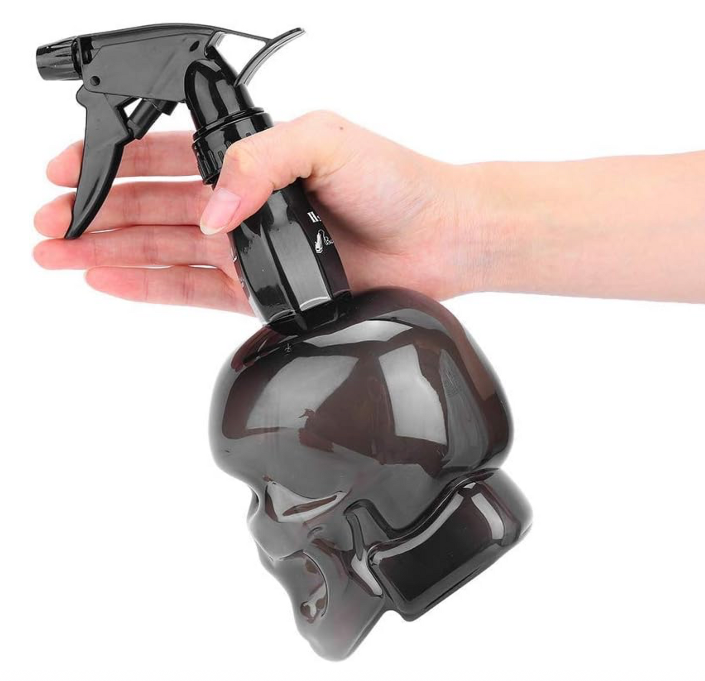 Uxsiya 250ml Skull shaped Barber Spray Bottle Hair Mist Sprayer Fine Mist Water Sprayer for Hairdressing(Black)