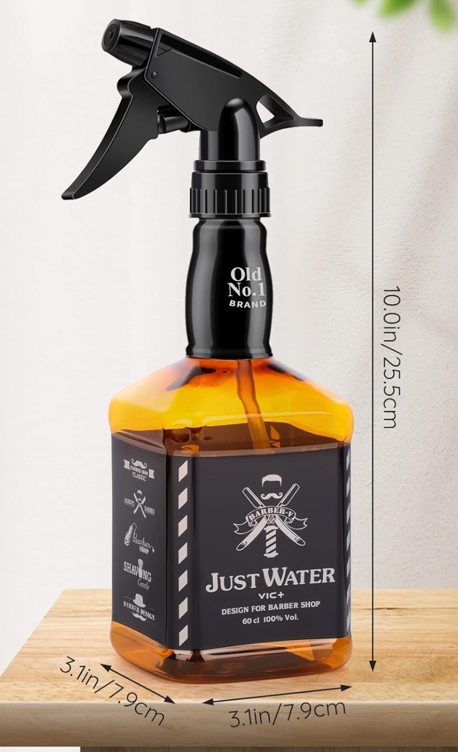Barber Spray Bottle, Mist to Stream Adjustable Setting, Plastic Whisky Squirt Bottle Empty 500ml (Brown)