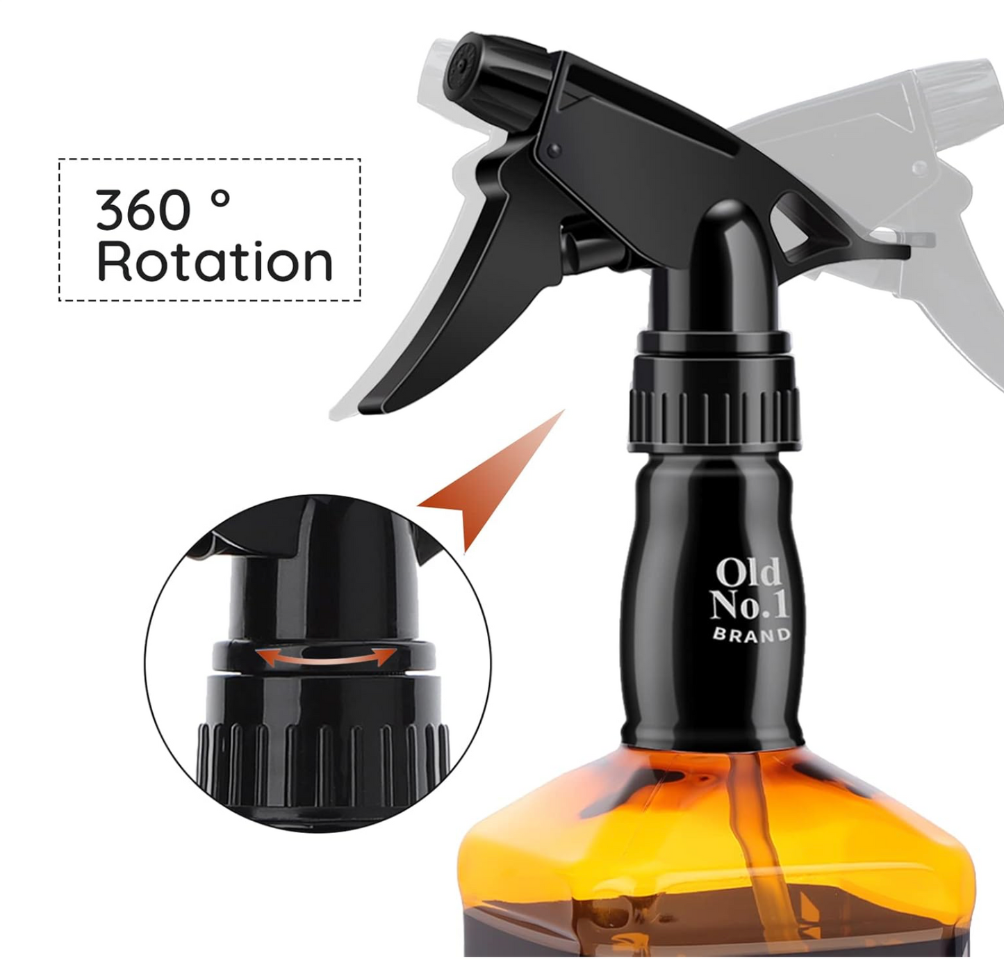 Barber Spray Bottle, Mist to Stream Adjustable Setting, Plastic Whisky Squirt Bottle Empty 500ml (Brown)