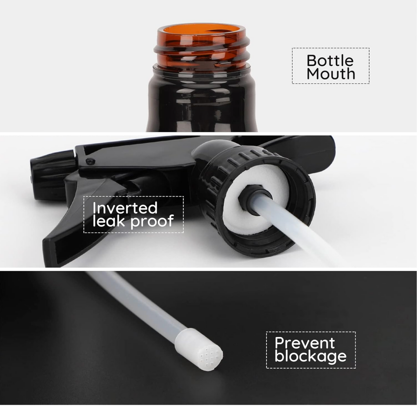 Barber Spray Bottle, Mist to Stream Adjustable Setting, Plastic Whisky Squirt Bottle Empty 500ml (Brown)