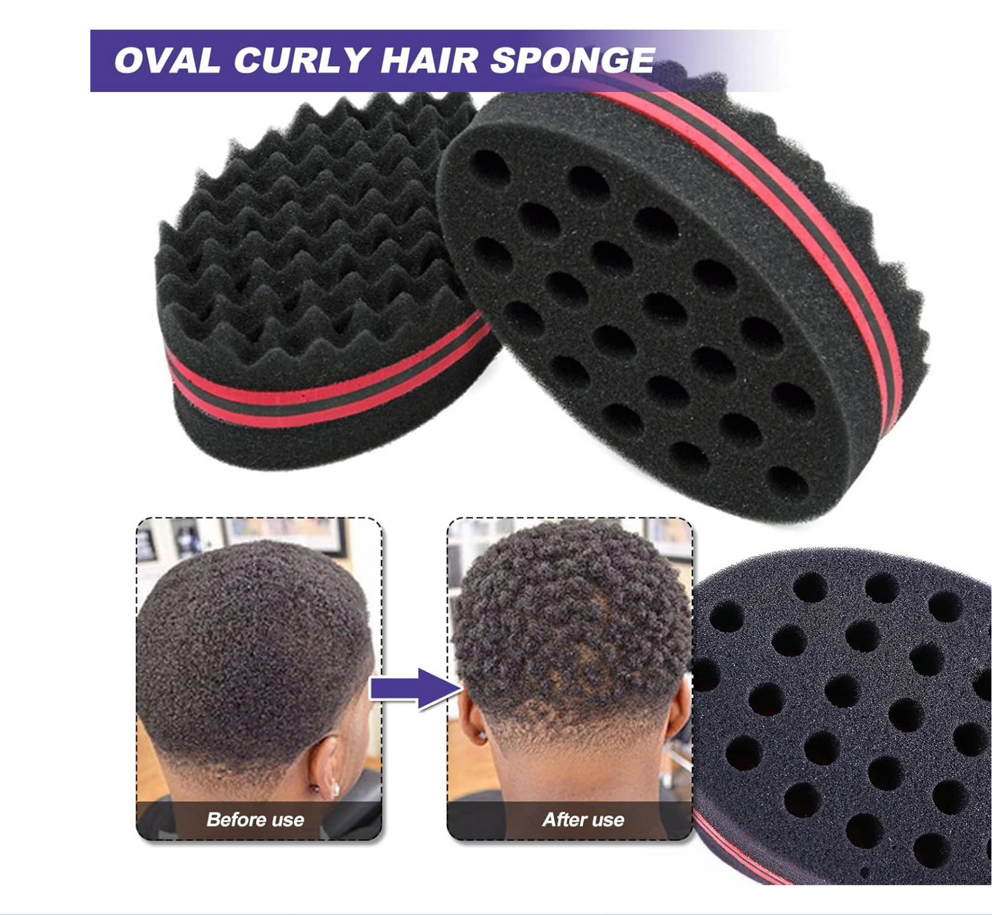 Hair Sponge Brush, Afro Curl Sponge Brush for Curls Dread Coils Hair Twist Wave Sponges Curling Brushes Small & Big Holes