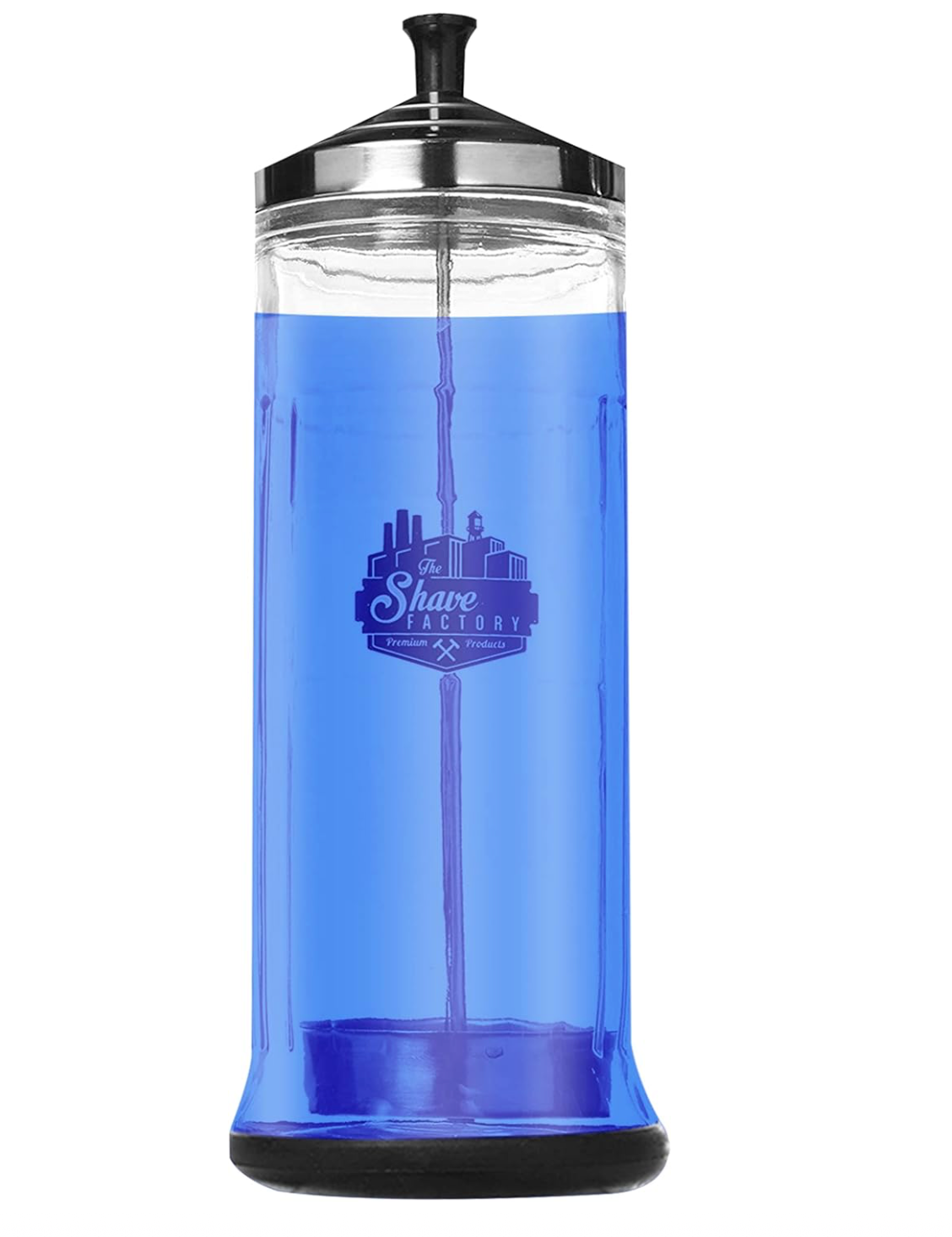 The Shave Factory Professional Grade Disinfectant Jar Large 1.05L (37oz) Glass Disinfectant Jar for Barbers & Stylists