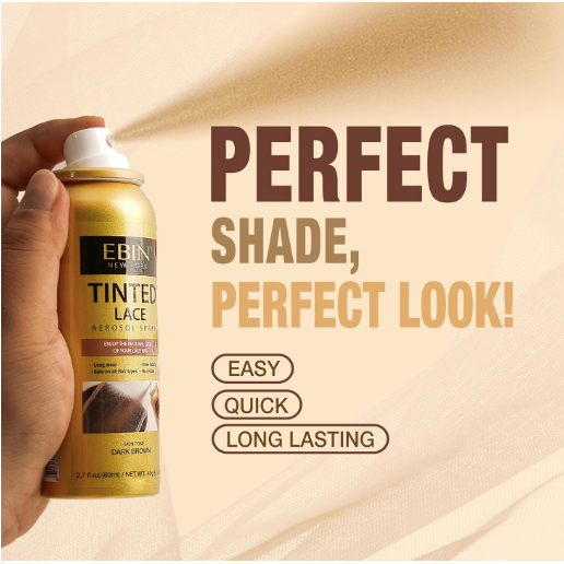EBIN Tinted Lace Spray (80ml, Medium Dark Brown)