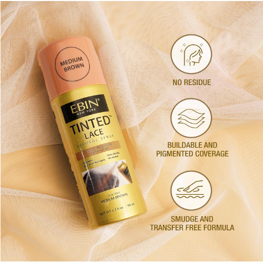 EBIN Tinted Lace Spray (80ml, Medium Dark Brown)