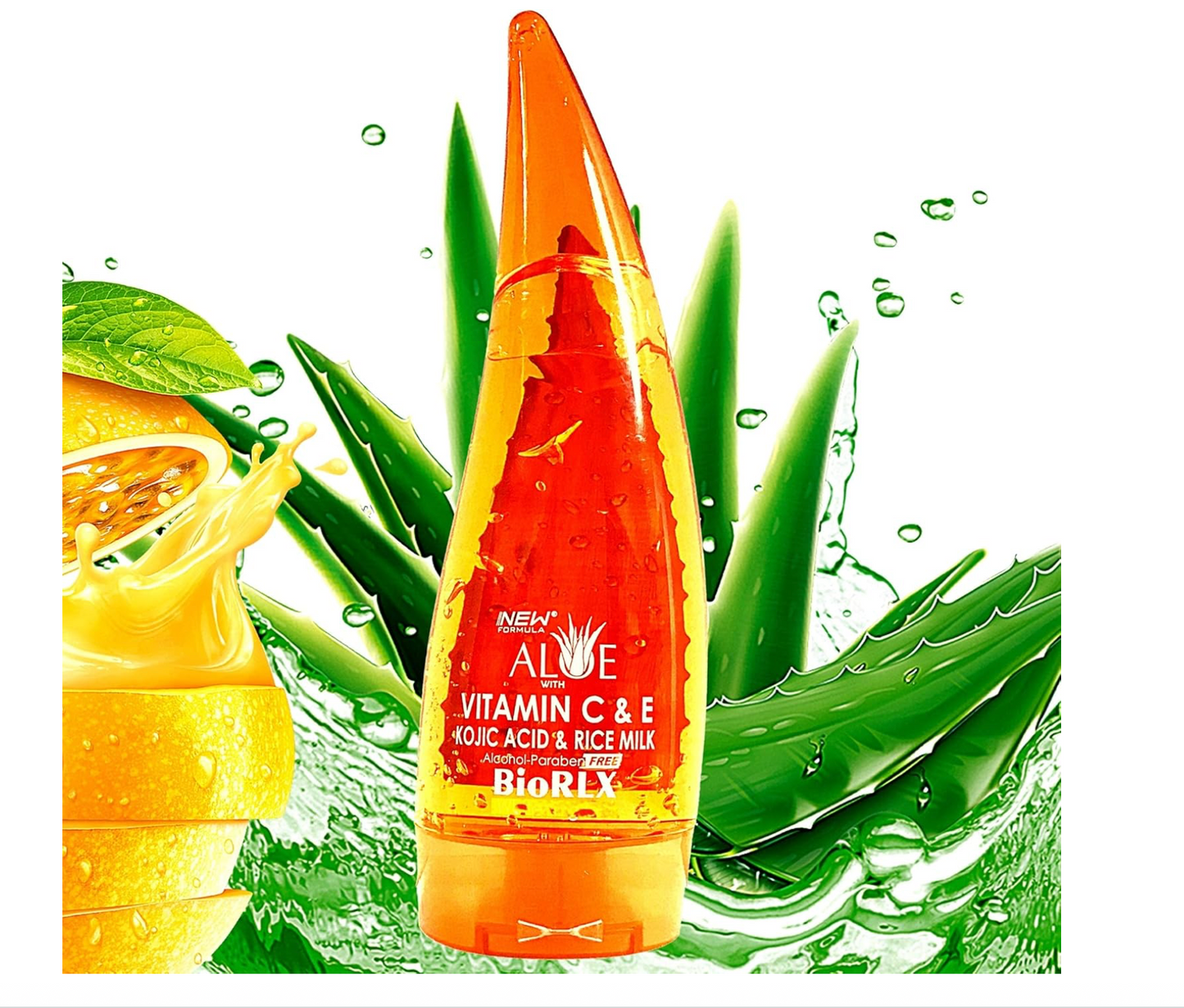 BioRLX Purity Aloe Vera, Vitamin C & Vitamin E, Kojic Acid and Rice Milk Gel- For Face, For Body (250ml)