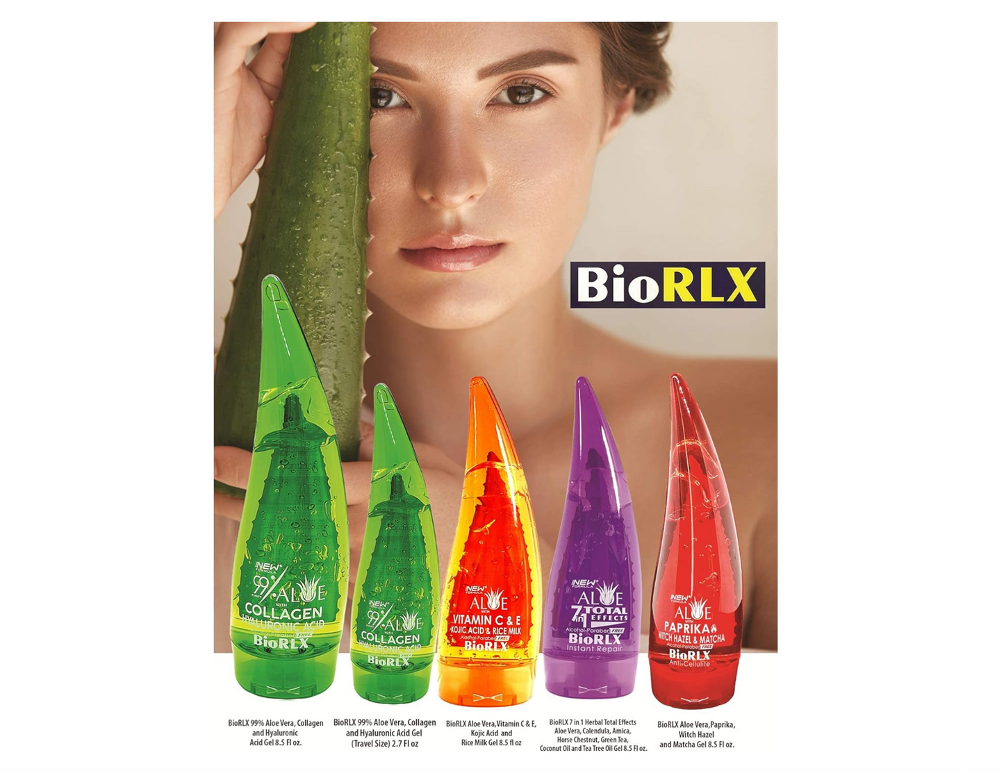 BioRLX Purity Aloe Vera, Vitamin C & Vitamin E, Kojic Acid and Rice Milk Gel- For Face, For Body (250ml)