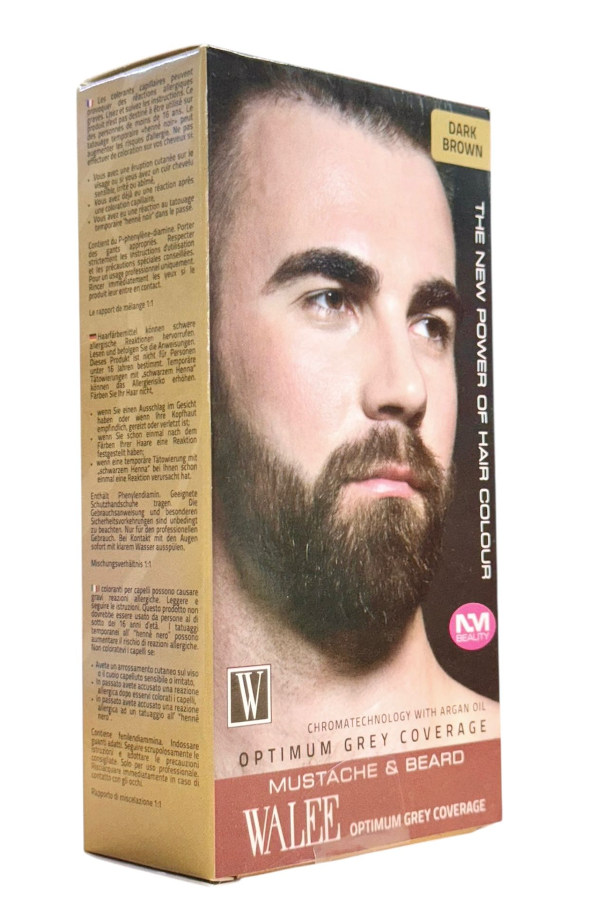 Walee Permanent Moustache & Beard Colour for Men, 35ml, Natural Black 1.0/ Dark Brown 3.0/ Medium Brown 4.0/ Light Brown 5.0