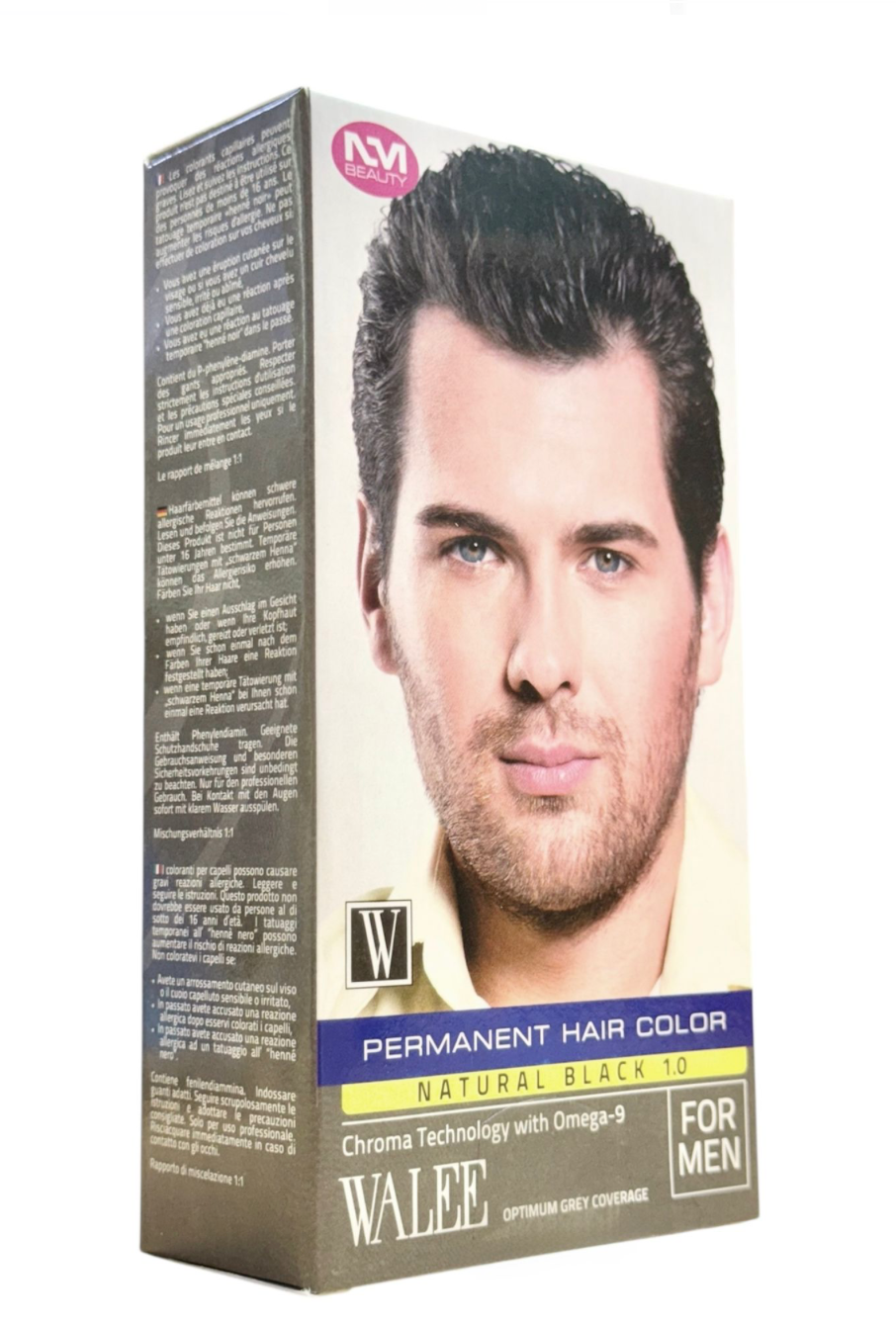 Walee Permanent Moustache & Beard Colour for Men, 35ml, Natural Black 1.0/ Dark Brown 3.0/ Medium Brown 4.0/ Light Brown 5.0