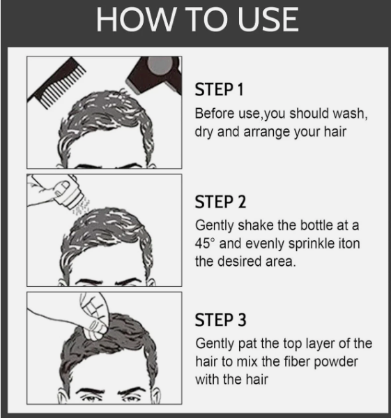 Hair Building Fibers, Hair Powder Spray, Hair Loss Concealer Fiber, Black, NMB