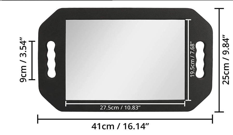 Barbertrade Hairdressing Foam Mirror with Double Handle - Black Handheld Lightweight Mirror for Barbers and Hair Salons - Back of Head Haircuts View Mirror