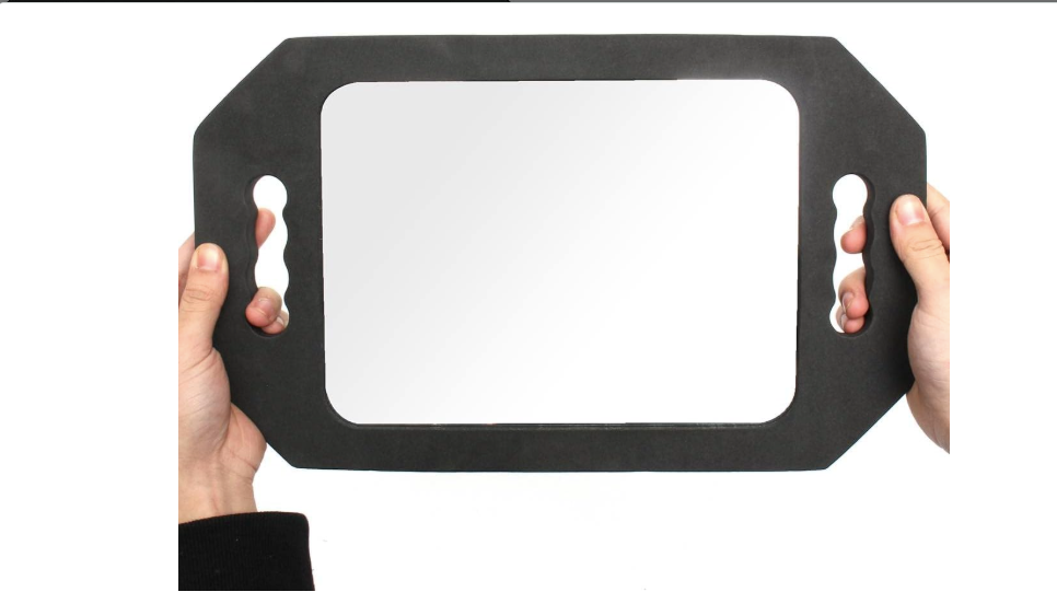 Barbertrade Hairdressing Foam Mirror with Double Handle - Black Handheld Lightweight Mirror for Barbers and Hair Salons - Back of Head Haircuts View Mirror