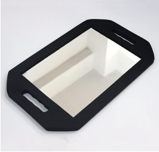 Barbertrade Hairdressing Foam Mirror with Double Handle - Black Handheld Lightweight Mirror for Barbers and Hair Salons - Back of Head Haircuts View Mirror