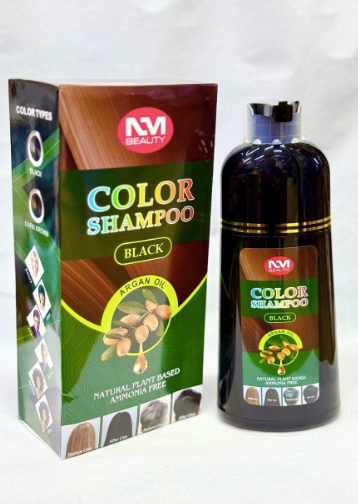 NM Beauty Argan oil and natural plant based ammonia free hair coloring shampoo, black hair shampoo (250 ml)