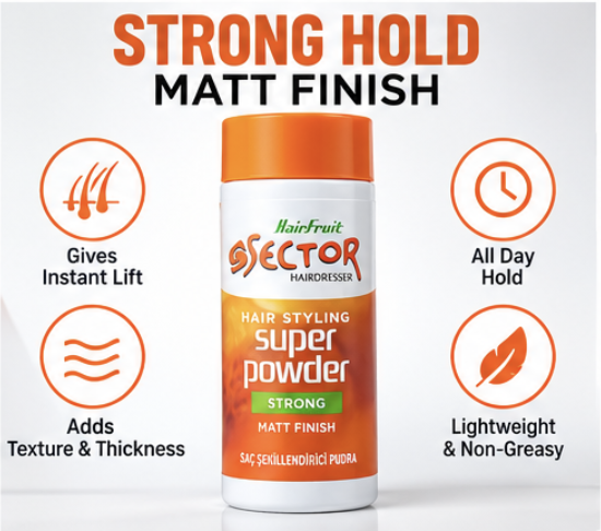 HairFruit Sector Hair Styling Super Powder – Strong Hold, Matt Finish, Volumising & Texturising Hair Styling Powder for Men, Easy Application, Natural Look