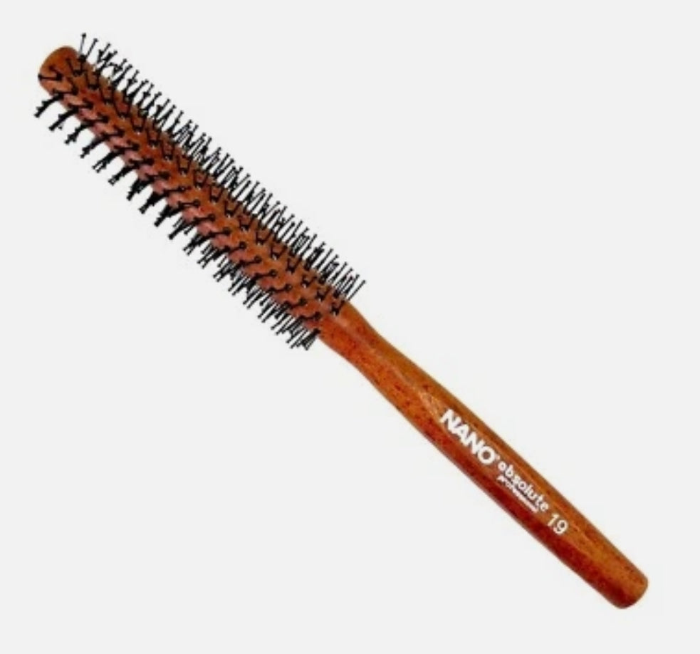 NANO Absolute Hair Brush 19 Professional Quiff Roller Round Wood Curling Roll