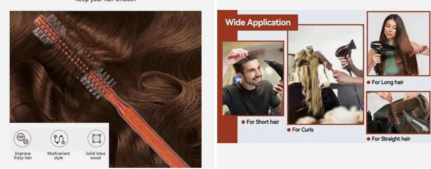 NANO Absolute Hair Brush 29 Professional Quiff Roller Round Wood Curling Roll