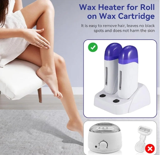 Electric Roll On Wax Warm Machine, Roll on Wax Heater Depilatory Wax Warmer Waxing Kit for Hair Removal Cartridge Melting Waxing Machine with Base for Home and Salon