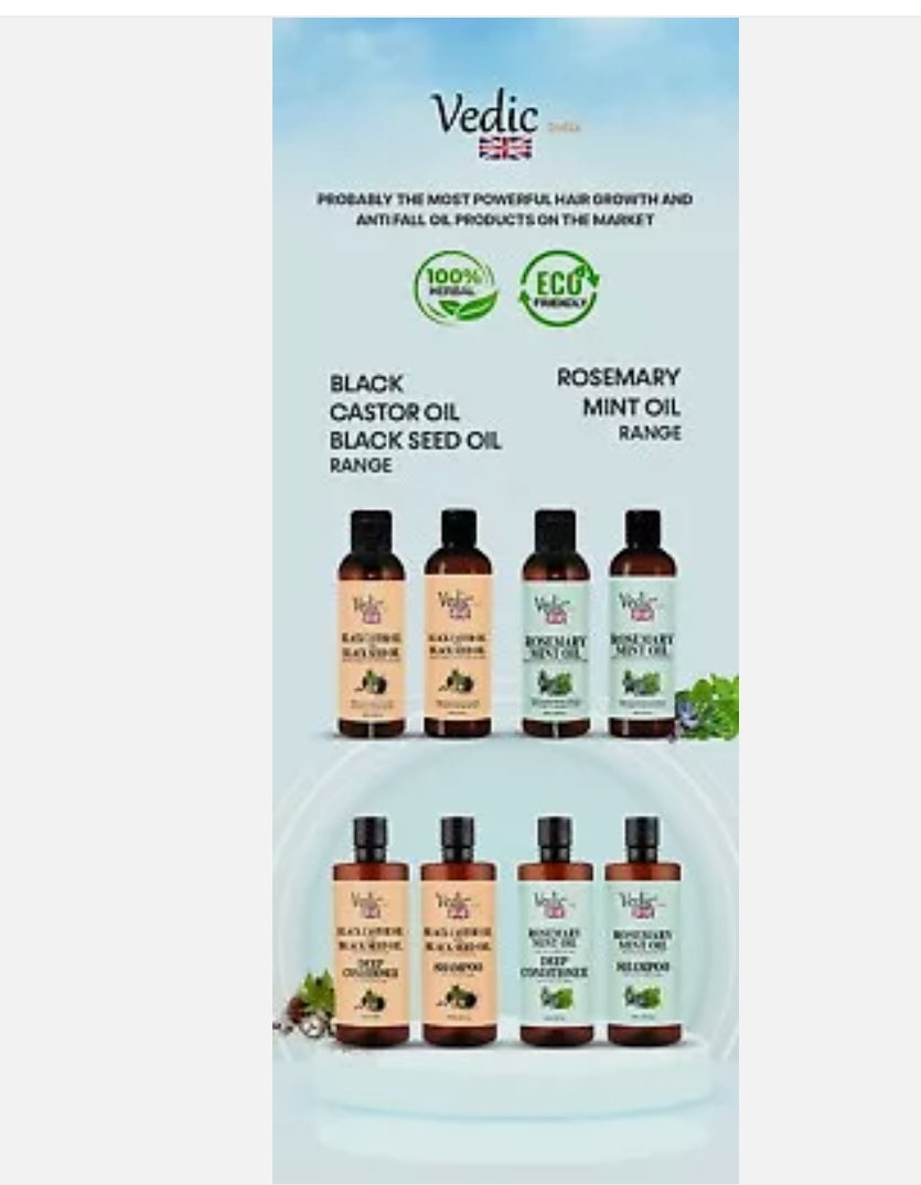 Vedic Rosemary Shampoo for Hair Growth, with Mint, Organic Hair Growth 300ml