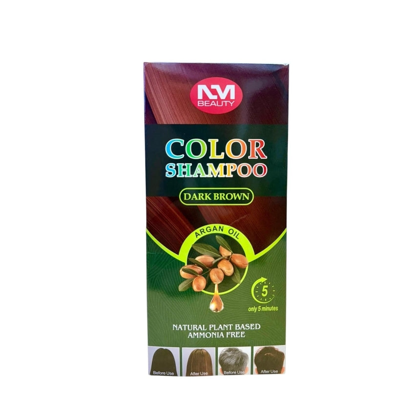 NM Beauty argan oil and natural plant based ammonia free hair coloring shampoo, Dark Brown Hair shampoo