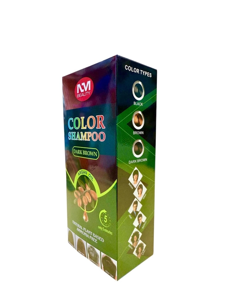 NM Beauty argan oil and natural plant based ammonia free hair coloring shampoo, Dark Brown Hair shampoo