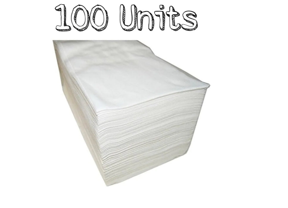 NM Beauty Professional 100 x Disposable Biodegradable White Hair Towels (40x80cm Single Packet) Embossed Salon Towels, Salon, Barbershop, Hairdressing Use