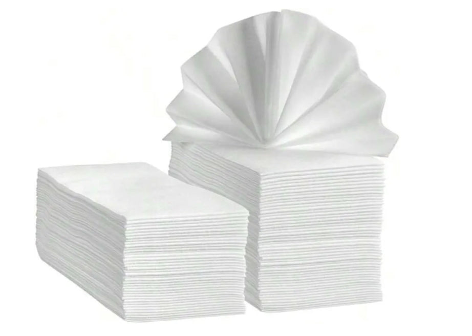 NM Beauty Professional 100 x Disposable Biodegradable White Hair Towels (40x80cm Single Packet) Embossed Salon Towels, Salon, Barbershop, Hairdressing Use