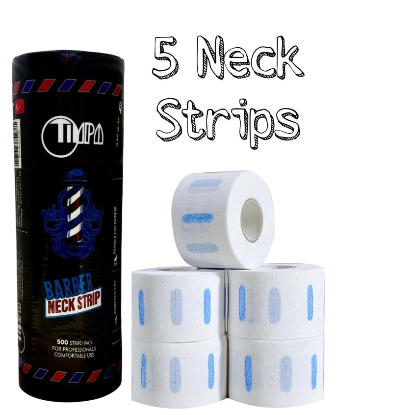 Timpa Professional Barber Neck Strips,5 x 100 Rolls Pack - Hygienic Black Neck Strips - Essential Hairdressing Supplies for Salons and Barbers,5 x 100pcs Colour: White