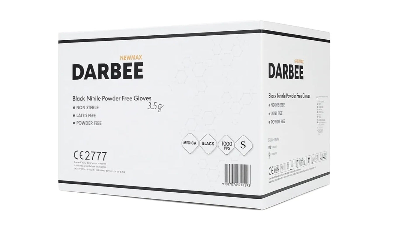 NM BEAUTY Black Nitrile Powder Free Gloves- Newmax Darbee- Multipurpose, Tatto, Medical, Latex Free Disposable Gloves- Full Box of 1000 Gloves- Small, Medium, Large, Xtra-L (Black, Xtra Large