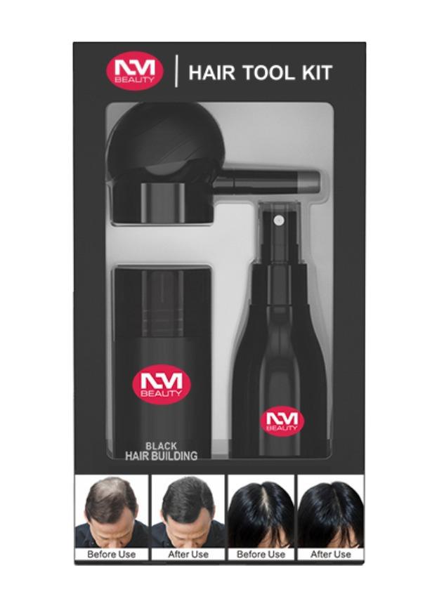 NM Beauty Hair Tool Kit, Best 3-in-1 Kit Set, Black Hair Building Fibers & Spray
