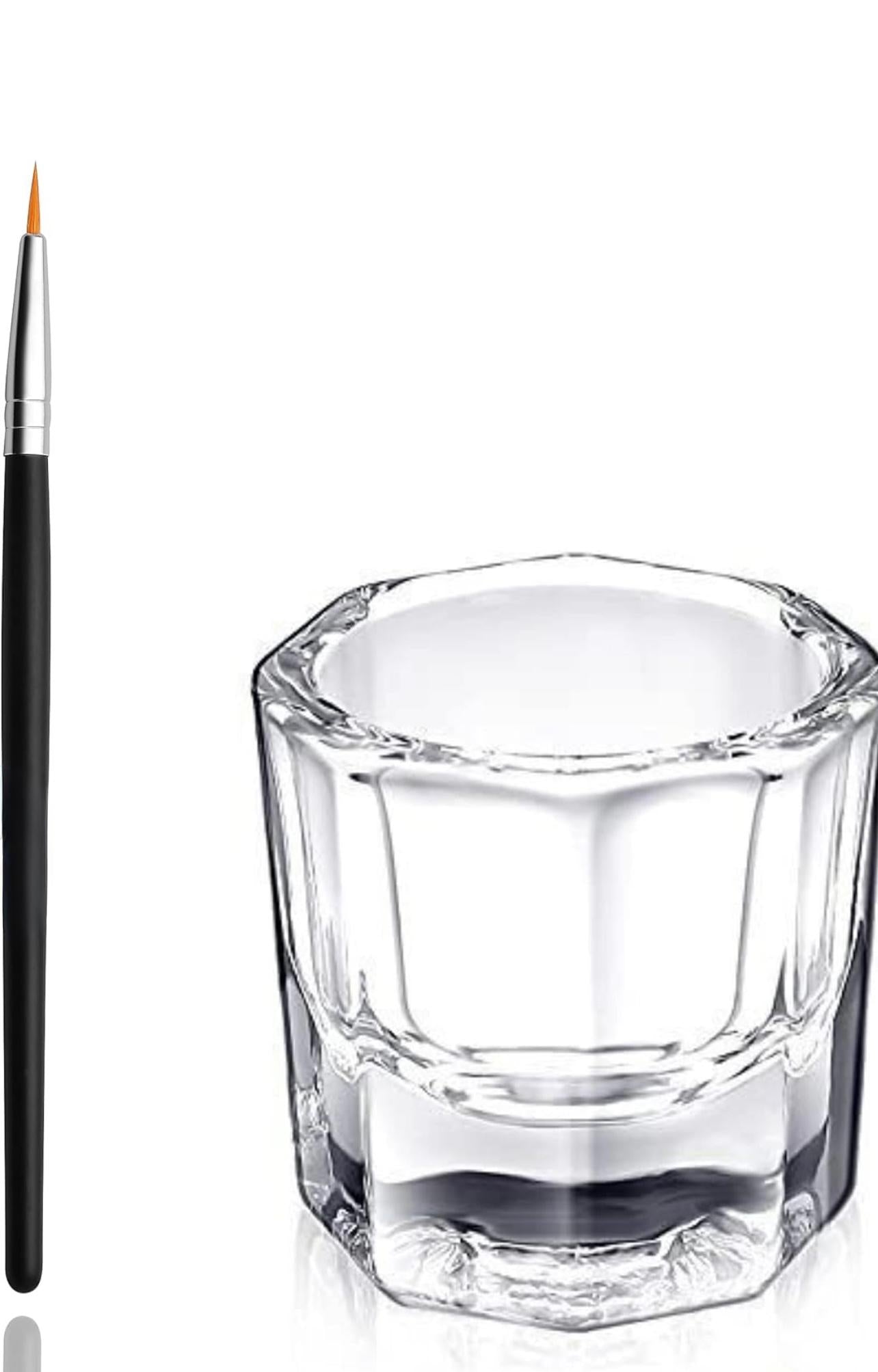 NMB Crystal Clear Acrylic Liquid Powder Glass Dappen Dish Glass Cup Tint Lash Brush + Dappen Mixing Dish | Eyelash Eyebrow Tinting Tint (Tint Brush + Dappen Dish)