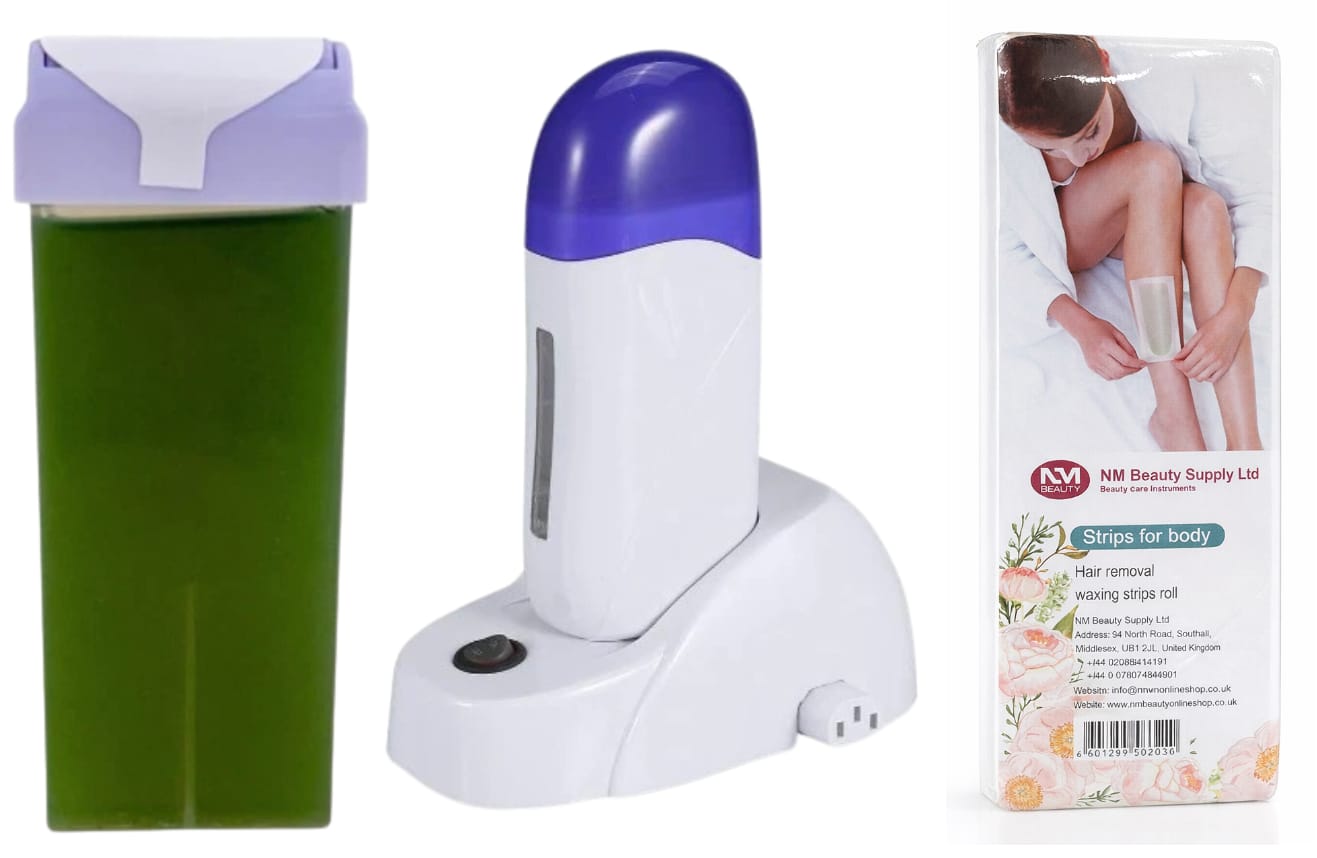 Walee Professional Roll-On Waxing Kit for Hair Removal (Roller Wax Heater+Wax Strips+Roller Wax)
