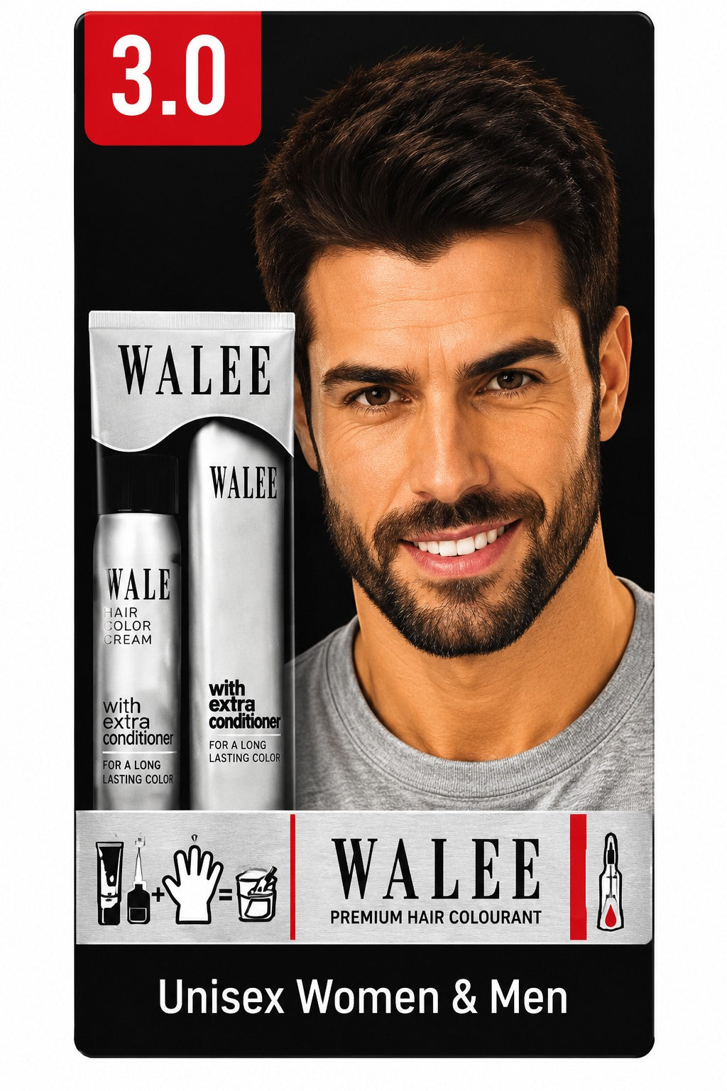 Walee Premium 7-in-1 Ammonia-Free Hair Colour Kit for Women &; Men- Unisex