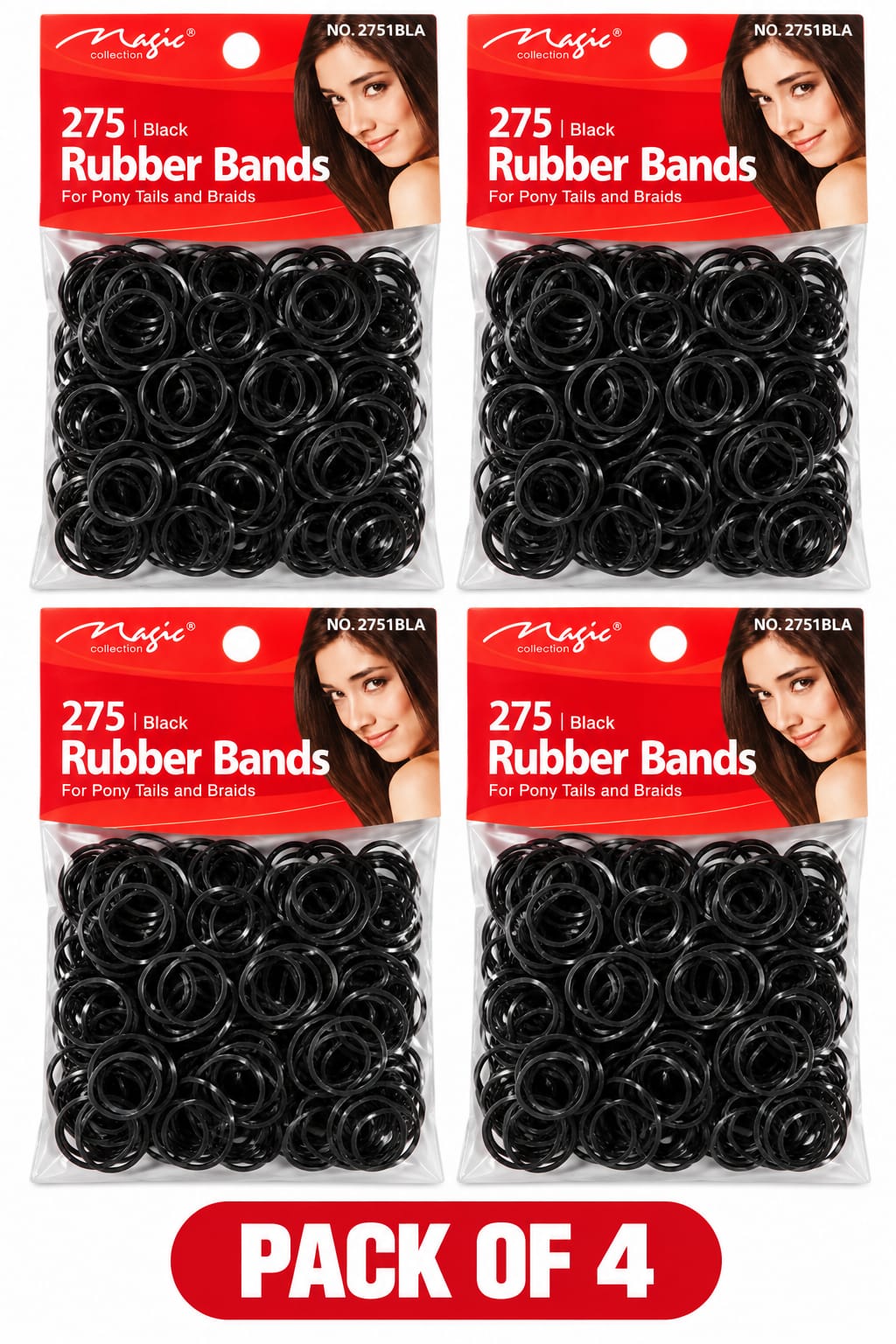 Magic Collection Black Rubber Bands 275pcs – For Ponytails, Braids &; Hair Styling