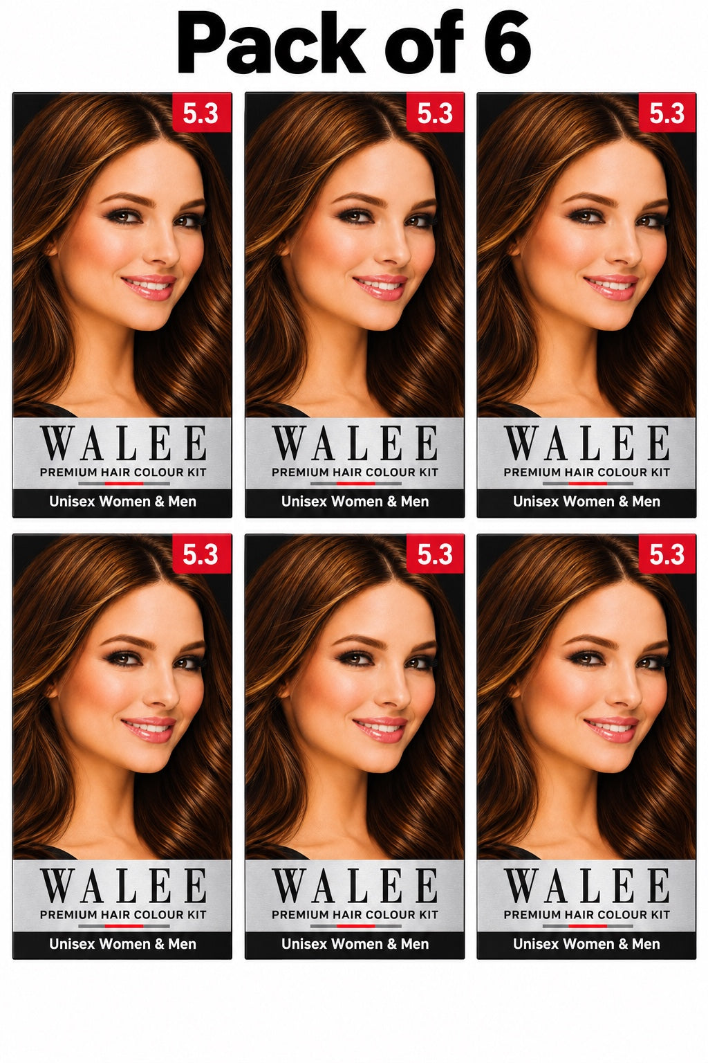 Walee Premium 7-in-1 Ammonia-Free Hair Colour Kit for Women &; Men- Unisex- Pack of 6