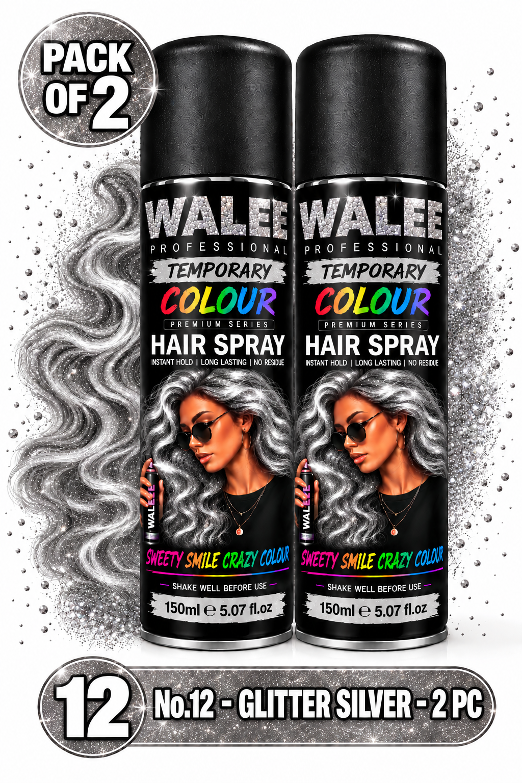 Walee Professional Temporary Colour Hair Spray 150ml- Pack of 2