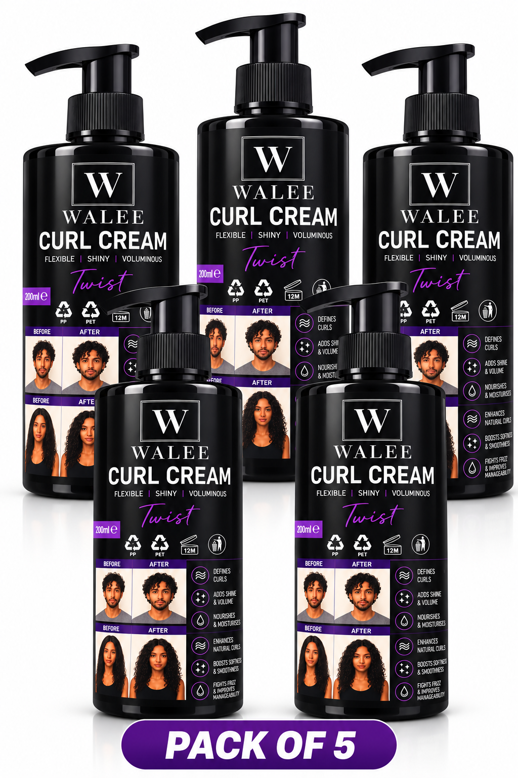 Walee Curl Cream Twist 200ml – Curl Defining, Moisturising & Anti-Frizz Styling Cream for Natural Curls