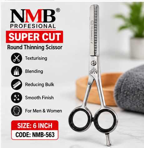 NMB Professional Super Cut Round Thinning Scissor – 6 Inch | Professional Hair Texturising & Blending Scissors | NMB-563