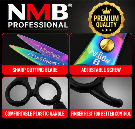 NMB Professional Cutting Scissor 6.5 Inch – Plastic Handle, Multi-Colour Finish – Code NMB-580