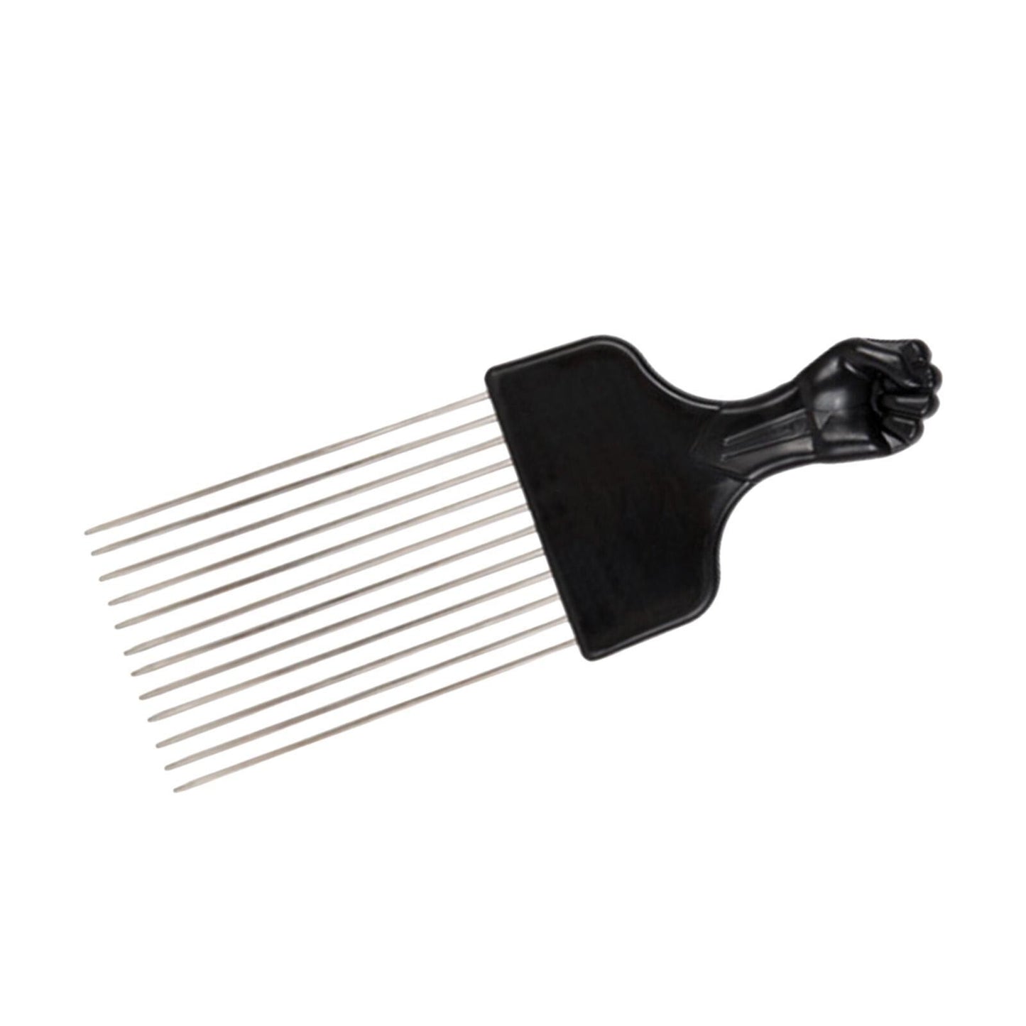 Afro Comb Long Fan Metal Pik with Fist Handle