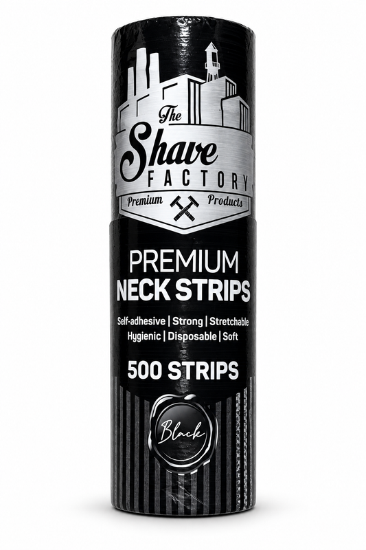 The Shave Factory Disposable Neck Strips | 100 Strips per Roll- Black