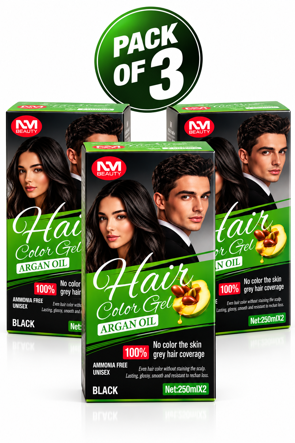NM Beauty Hair Color Gel with Argan Oil – Black