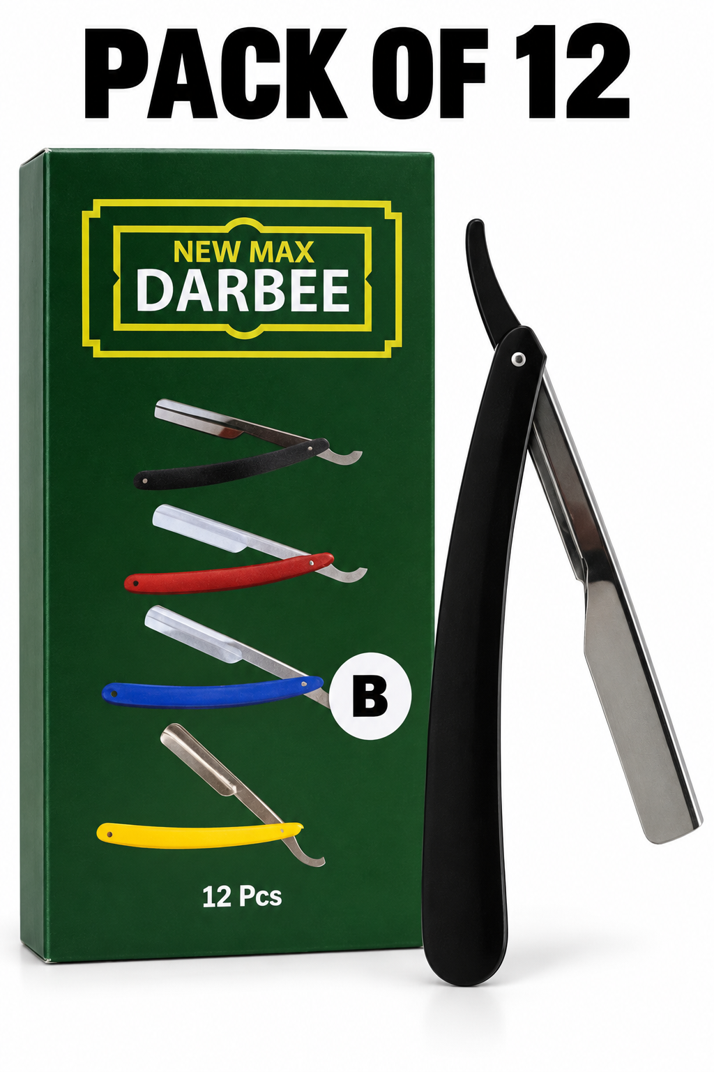 Professional Turkish Barber Razor – Folding Shavette with Replaceable Blade Holder- Black