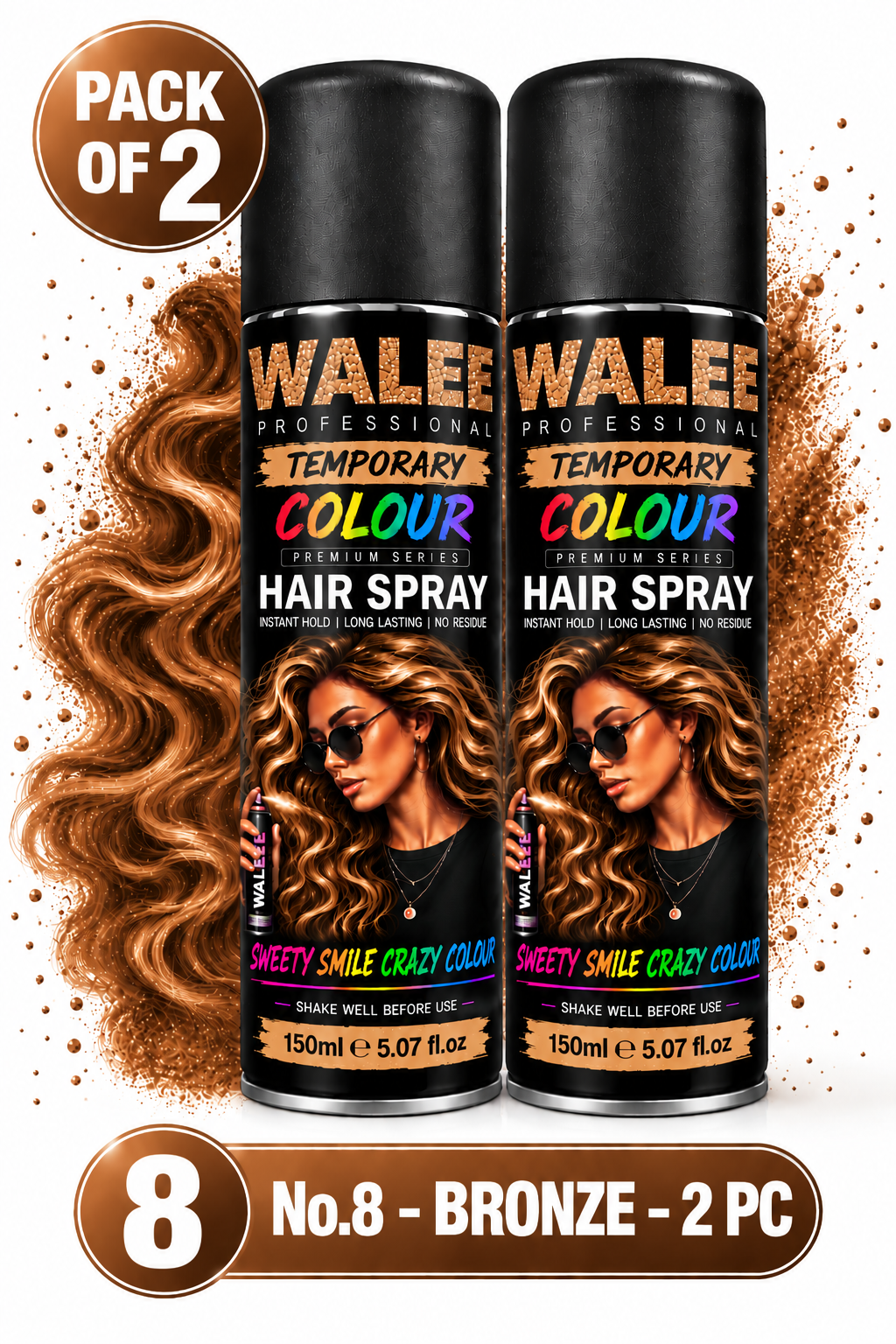Walee Professional Temporary Colour Hair Spray 150ml- Pack of 2