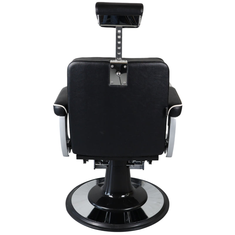 Barber Chair - Elegant Black & Silver Diamond-Stitched & Silver Accents