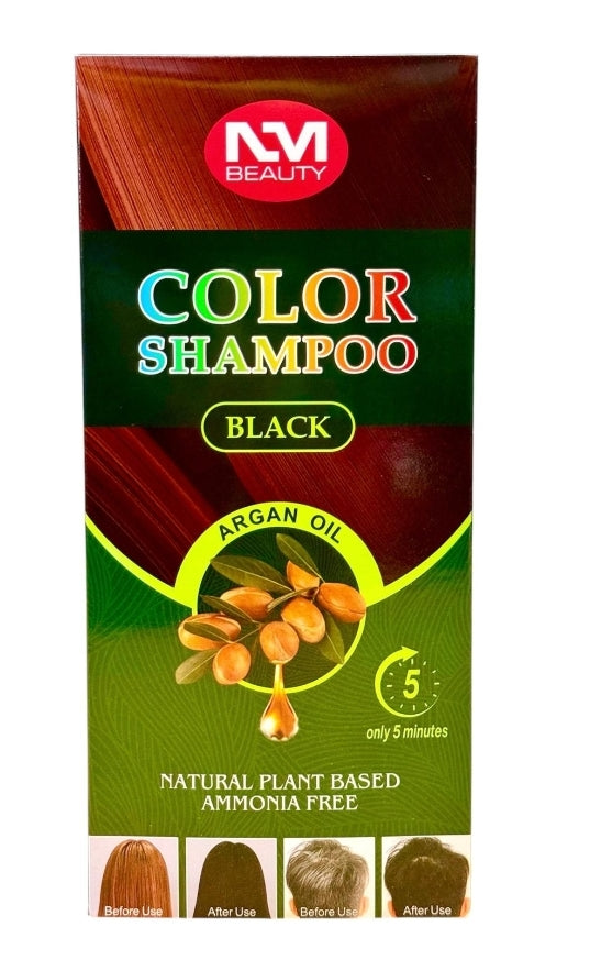 NM Beauty argan oil and natural plant based ammonia free hair coloring shampoo, black hair shampoo