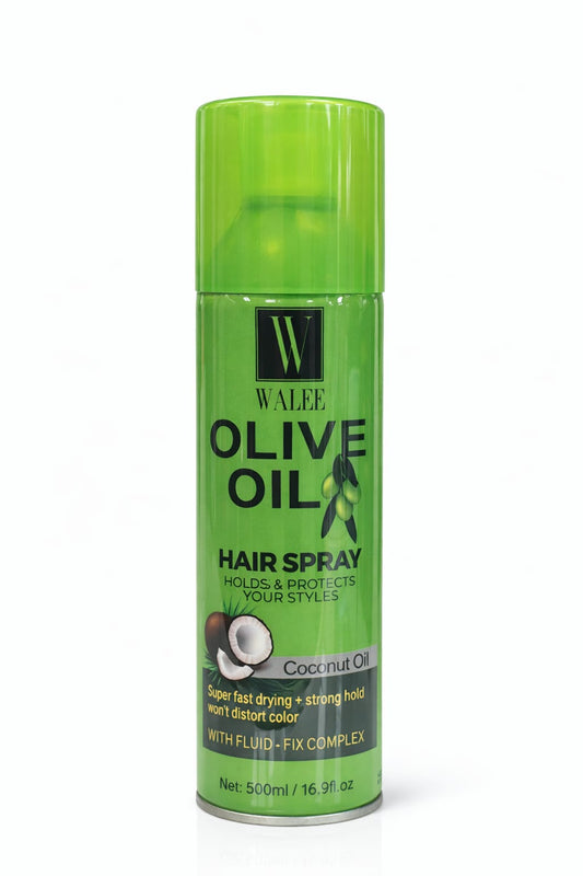 Walee Olive Oil Hair Spray with Coconut Oil, Strong Hold Styling Spray, Super Fast Drying, 500ml