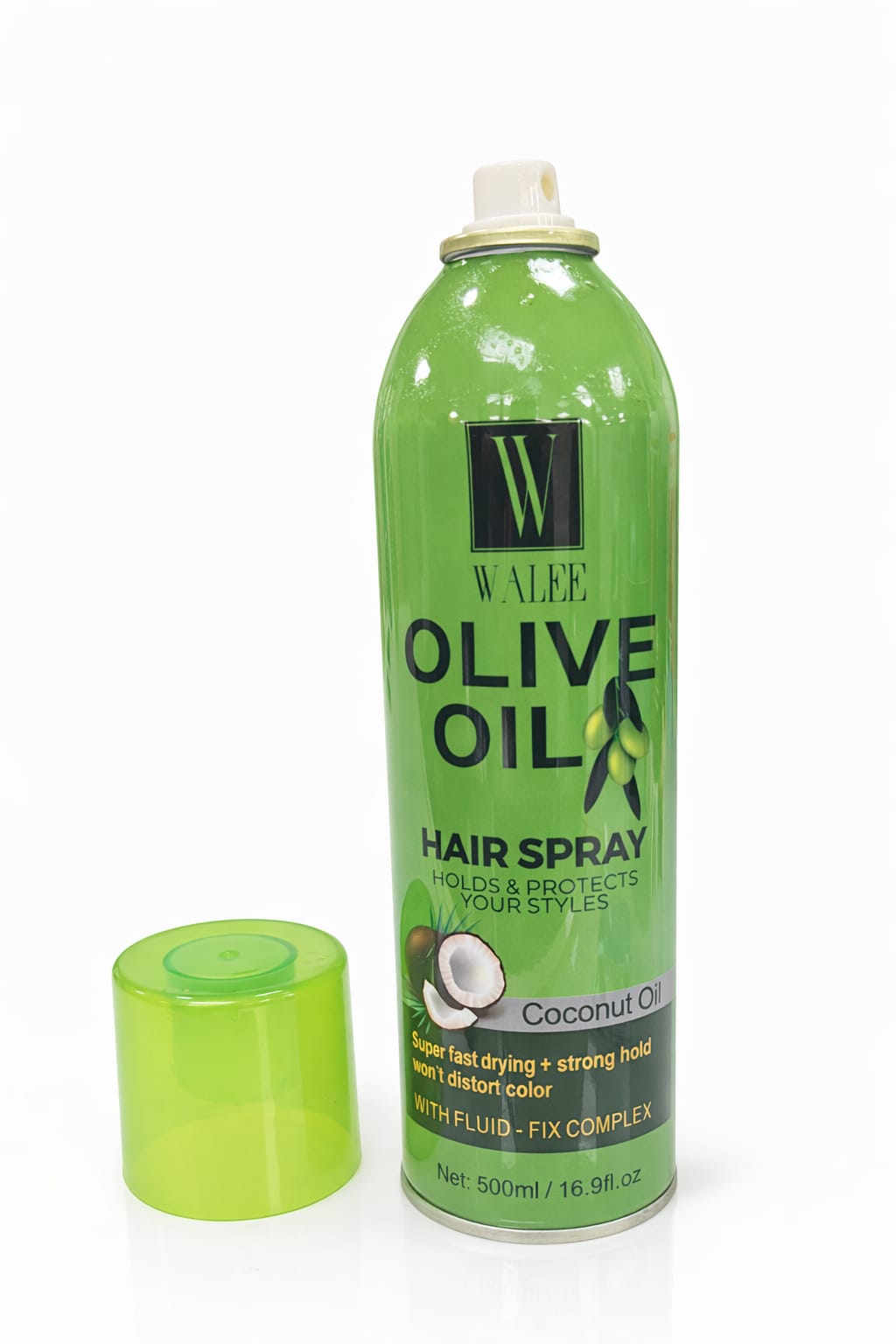 Walee Olive Oil Hair Spray with Coconut Oil, Strong Hold Styling Spray, Super Fast Drying, 500ml